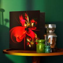 Padrão de Abstrato de Arte Vermelha Verde Floral M