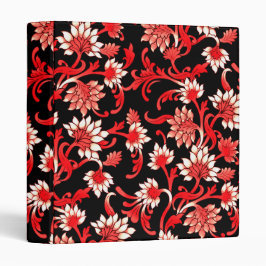 2.54cm Fichário Padrão Floral Moderno Decorativo | Preto e Vermelh
