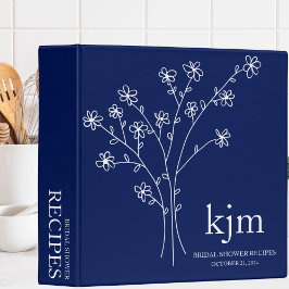 2.54cm Fichário Receita de Chá de panela azul e branco minimalista