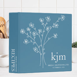 2.54cm Fichário Receita de Chá de panela azul e branco minimalista