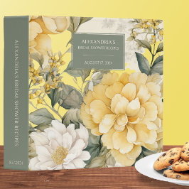 2.54cm Fichário Receita do Chá de panela Floral Amarelo, Sage e Br