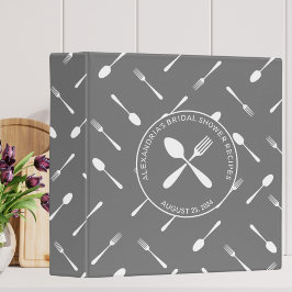 2.54cm Fichário Receita do Chá de panela Utensílios brancos e cinz