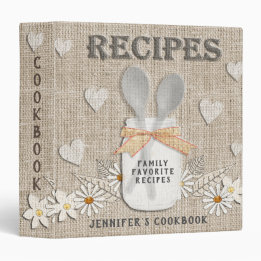 2.54cm Fichário Rustic Vintage Country Personalizado Cookbook 3 Ri
