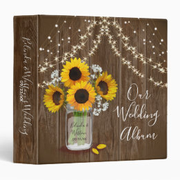 2.54cm Fichário Rústico Casamento Mason Jar Sunflower Bebês Breath