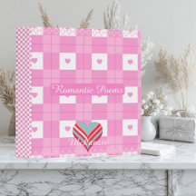 Vintage Pink Plaid Romantic Letters Pastel Hearts 