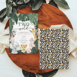 2 Animais Selvagens Safari Convite de Aniversário