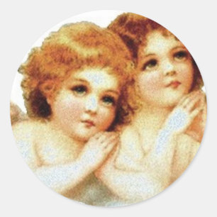 2 anjos pequenos que Praying - etiqueta