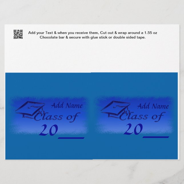 2 Blue Graduation Favor de Bar de doce personaliza (Frente)