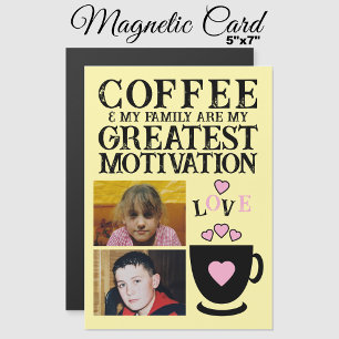2 café fotográfico e cartão magnético rosa familia