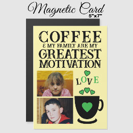 2 café fotográfico e cartão magnético verde famili