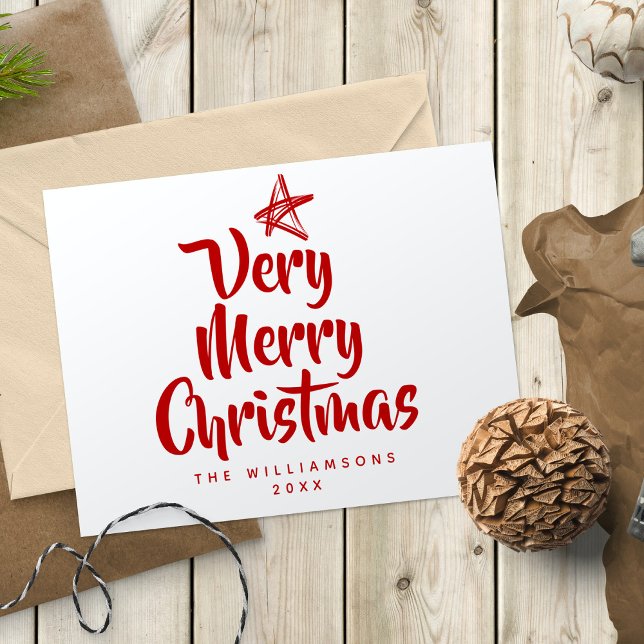 2 Cartão de Feriado de Natal MUITO MARAVILHOSO (2 Sided VERY MERRY CHRISTMAS Photo Holiday Card)