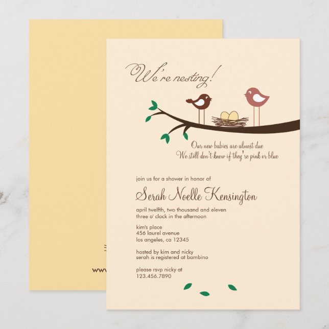 2 Convite para Chá de fraldas de Gemidos de Ovos A (Frente/Verso)