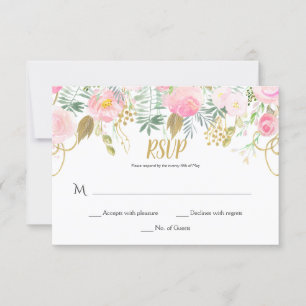 #2 coram as flores cor-de-rosa e Dourados RSVP da