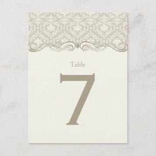 2 Cream Tan Ivory Damask Suprime Cartões De Mesa