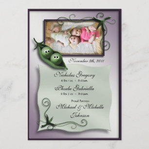 2 Ervilhas em Anúncios de Nascimento de Gêmeos Pod