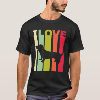2 Eu Amo Camisa do Dachshund Distressed Vintage Pr