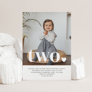 2 Foto do Coração Primeiro Convite de Aniversário