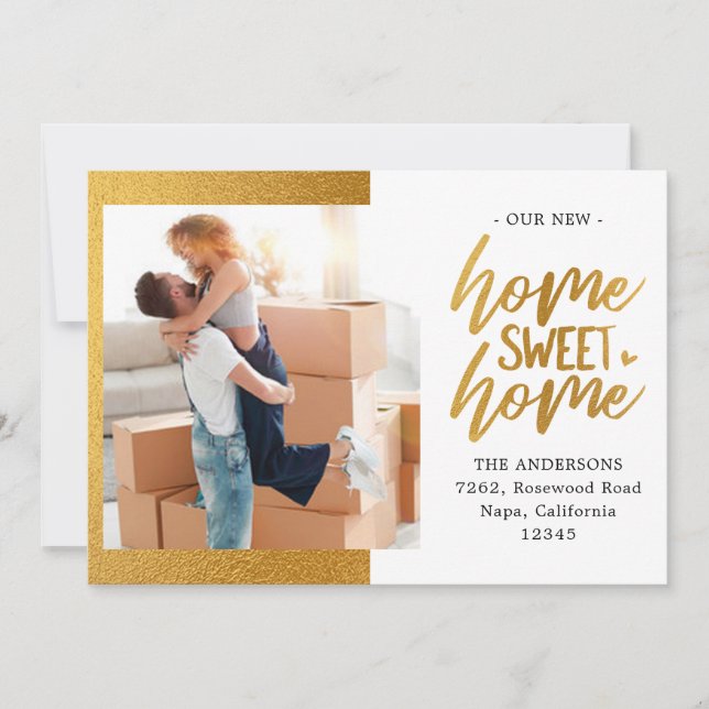2 Foto Gold Foil Sweet Home Moving Announce (Frente)