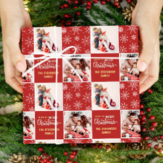 2 Foto Papel de Presente Elegante Natal Vermelho