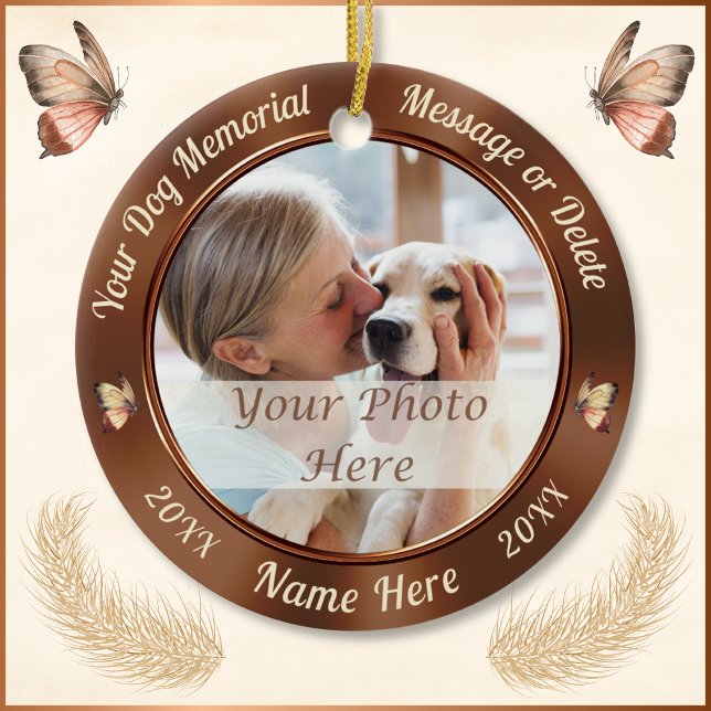 2 Fotos, Enfeites de Natal para Árvore Memorial de (Dog Photo Memorial Ornament.  Two Photos and Personalized Dog Memorial Ornament. Loss of Dog Gits.)