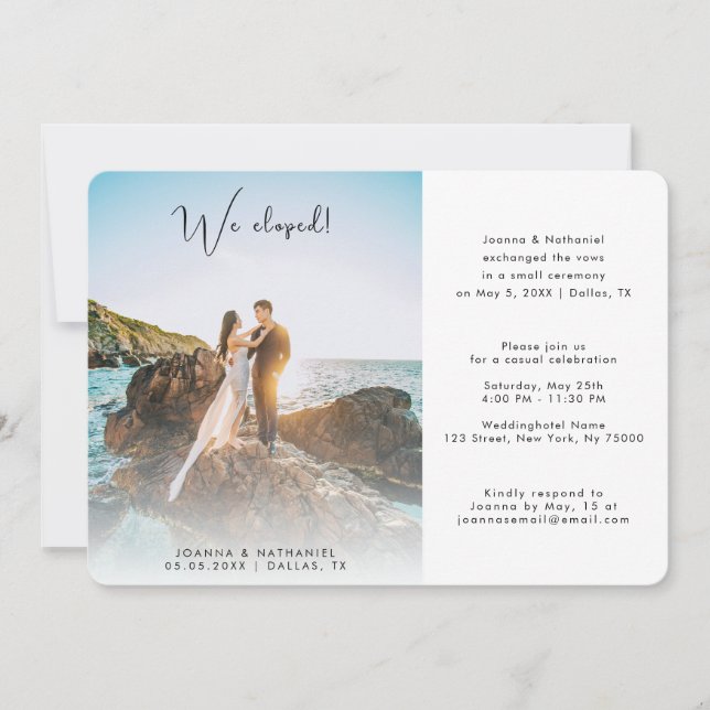 2 Fotos Nós Fugimos Casamento Elegante Anúncio  (Frente)