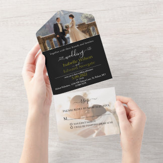 2 fotos todas em um convite de casamento, RSVP