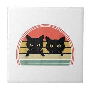 2 Gatos Pretos Purgando Vintage Retro Cat Animal L