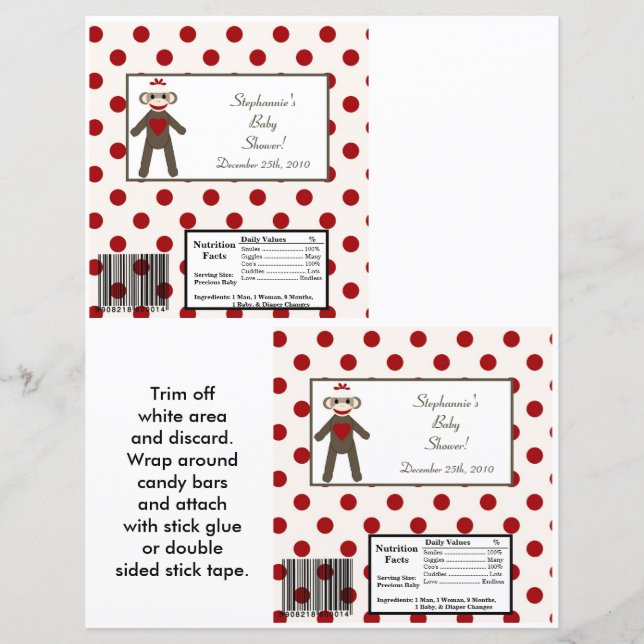 2 Macaco-meia-vermelha com grande Bar de Hershey (Frente)