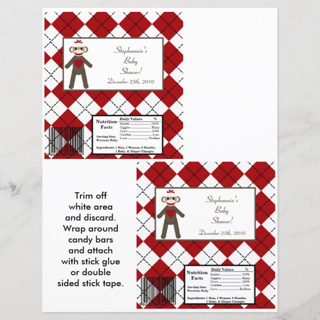 2 Macaco-meia-vermelha com grande Bar de Hershey (Frente)