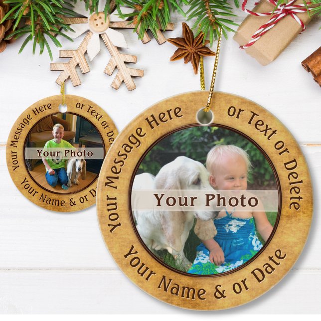 2 Ornamentos De Fotos Lados. 6 Caixas de Texto, 2  (Two Sided Personalized Ornaments. Personalized Photo ornaments 2 sided. Double sided Ornaments.)