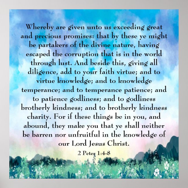 2 Peter 1:4-8 Poster (Frente)