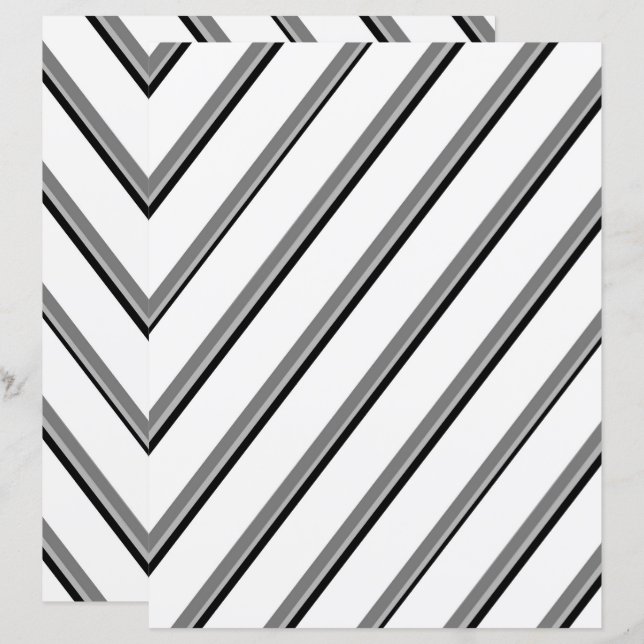 2-Sided W&B Diagonal Stripes Scrapbook Page (Frente/Verso)