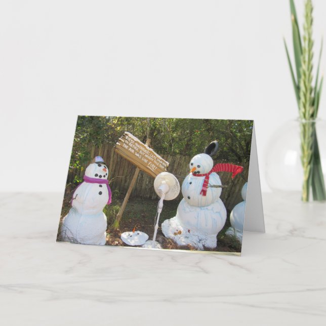 2 Snowmen derretido - Cartão de Natal Engraçado da (Frente)