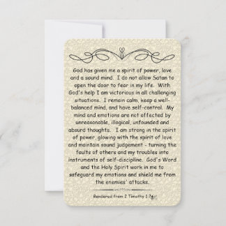 2 Timothy 1:7 Scripture note card scroll bacll