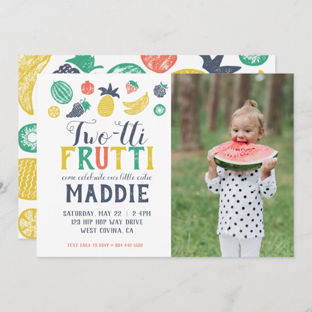 2-tti Fruiti Segundo Convite Fotográfico de Aniver (Frente/Verso)