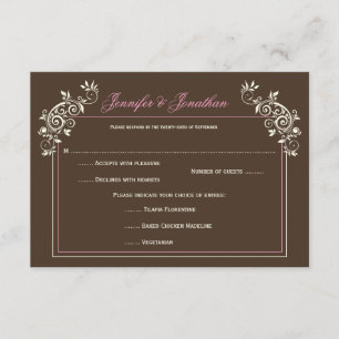 2 Vintage Brown Ivory Pink Swirls RSVP