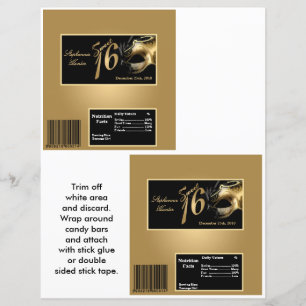 2 Wrapper Grande Bar de Hershey Sweet 16 Dourado
