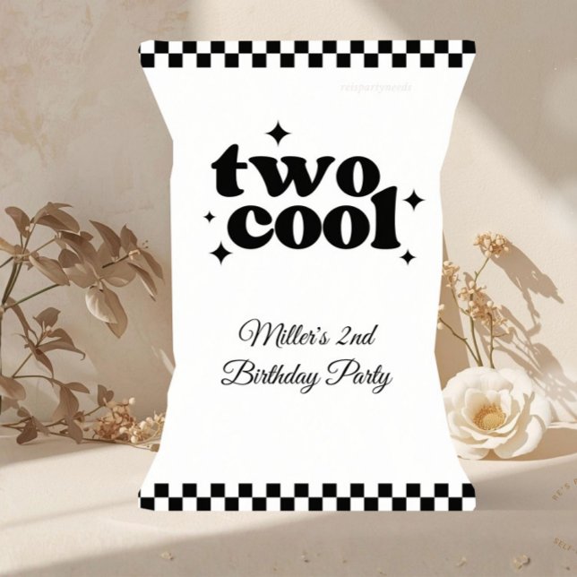 2nd Birthday Two Cool Snack Chip Bag Party Favor (two cool chip bag, two cool birthday favors, two cool snack bag, 2nd birthday party favors, retro bi)