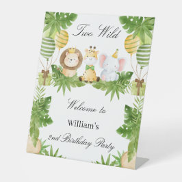 2nd Birthday Two Wild Safari Animals Tabletop Sign