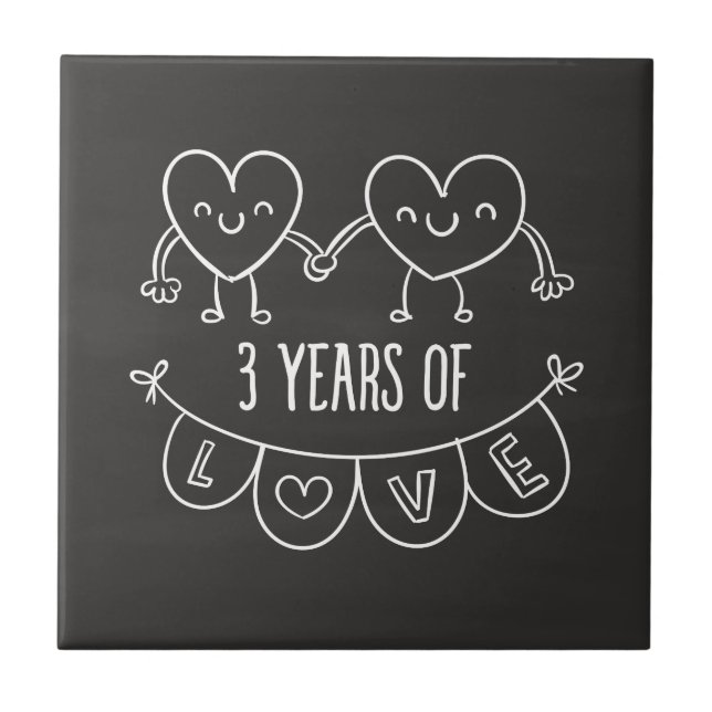 3º Aniversário Gift Chalk Hearts (Frente)