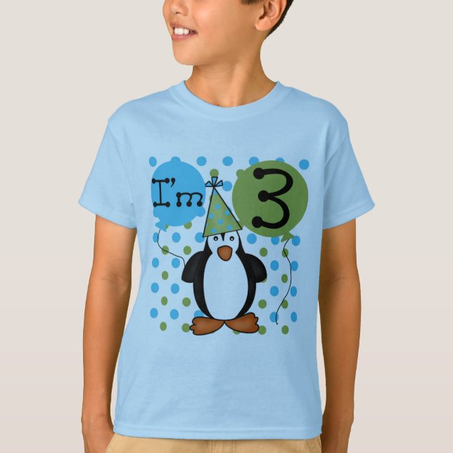 3º Camisetas de aniversário do Pinguim e presentes (Frente)