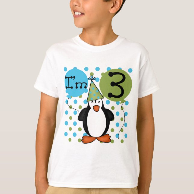 3º Camisetas de aniversário do Pinguim e presentes (Frente)