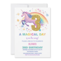 3º Convites de Aniversário do Unicórnio