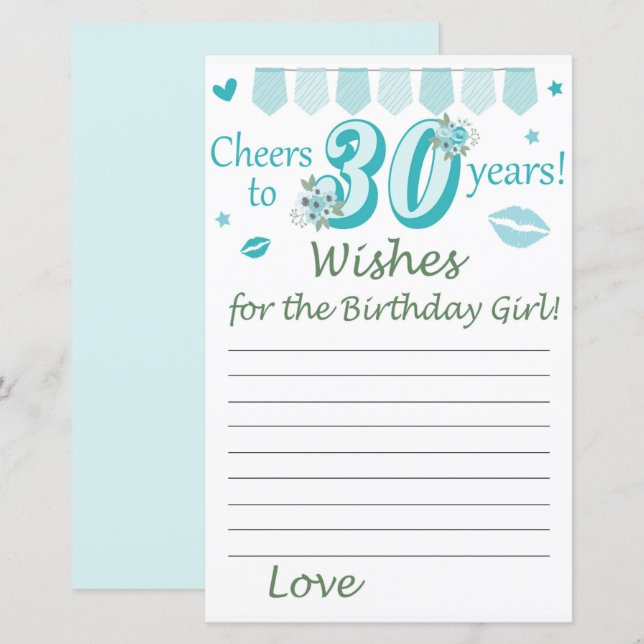 30º Desejos para a aniversariante (Frente/Verso)