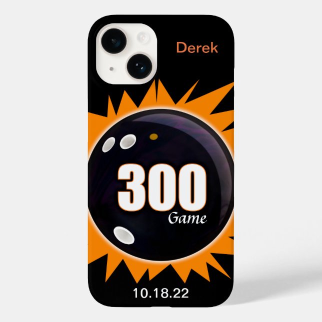 300 Game Orange & Black com nome e data Case-Mãe (Verso)