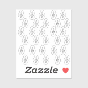 30 adesivos Silver Metallic 3D Music Treble Clef
