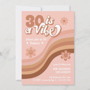 30 é um Convite de Aniversário do Vibe Retro Daisy
