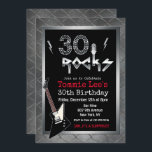 30 Rockstar Guitar aniversário de 30 anos Convite<br><div class="desc">30 Rocks Rockstar Electric Guitar Metal Metallic Silver Glitter 30 Surprise Aniversário Invitation</div>