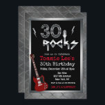 30 Rockstar Guitar aniversário de 30 anos Convite<br><div class="desc">30 Rocks Rockstar Electric Guitar Metal Metallic Silver Glitter 30 Surprise Aniversário Invitation</div>