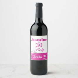 30 & Rótulo de Vinho Rosa Quente Brilhante